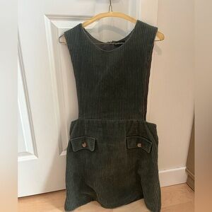 Forest green corduroy pinafore dress - size large